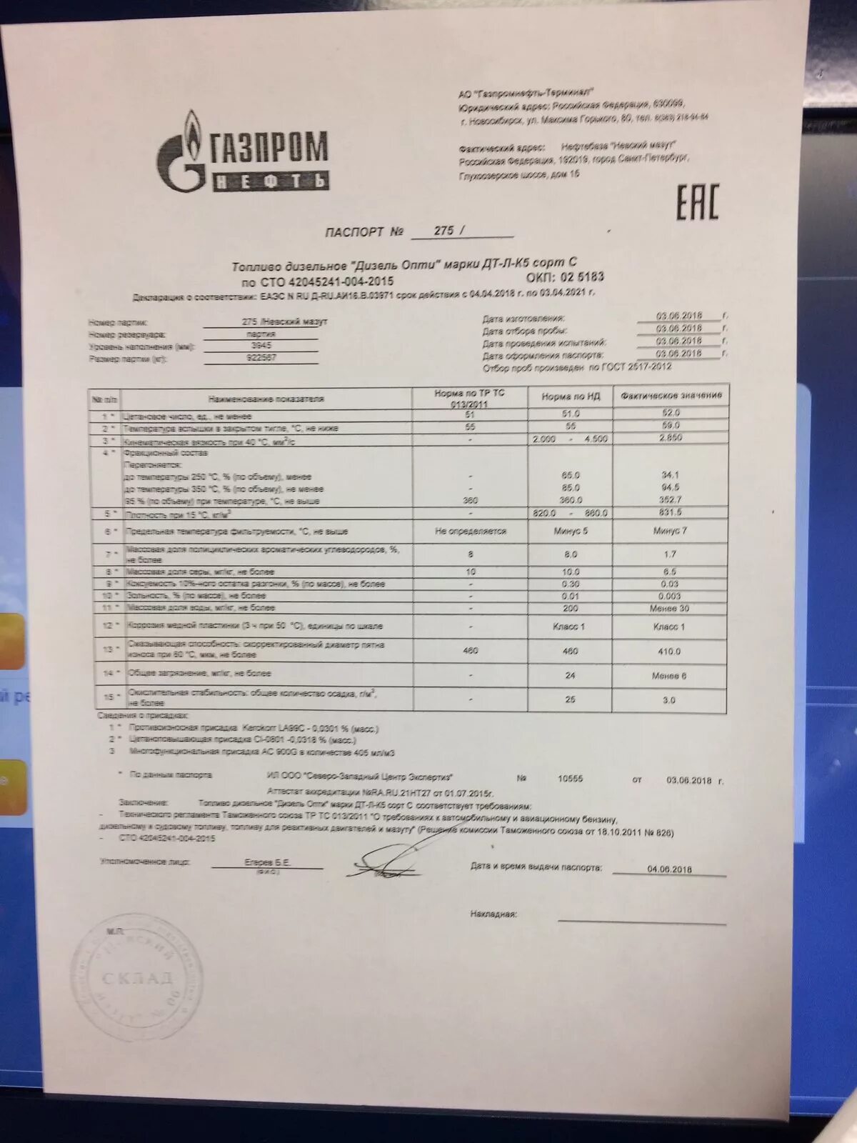 Дизельное топливо газпромнефть