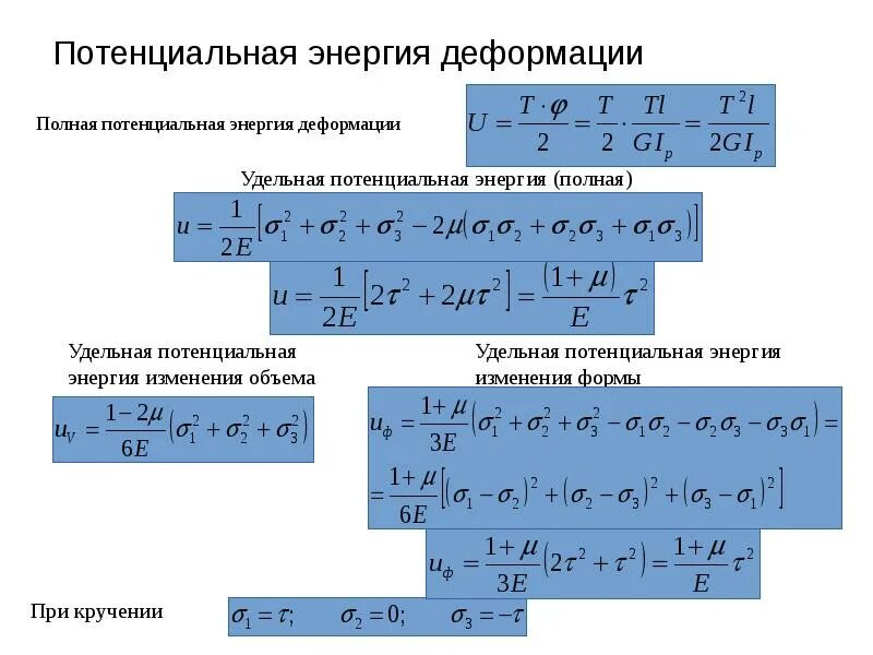 Потенциальная энергия деформации. Потенциальная энергия при деформации. Потенциальная энергия деформации формула. Удельная потенциальная энергия деформации. Потенциальная энергия упругой деформации тел