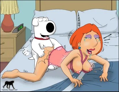 luberne, brian griffin, lois griffin, family guy, ass, bed, breasts, canine...