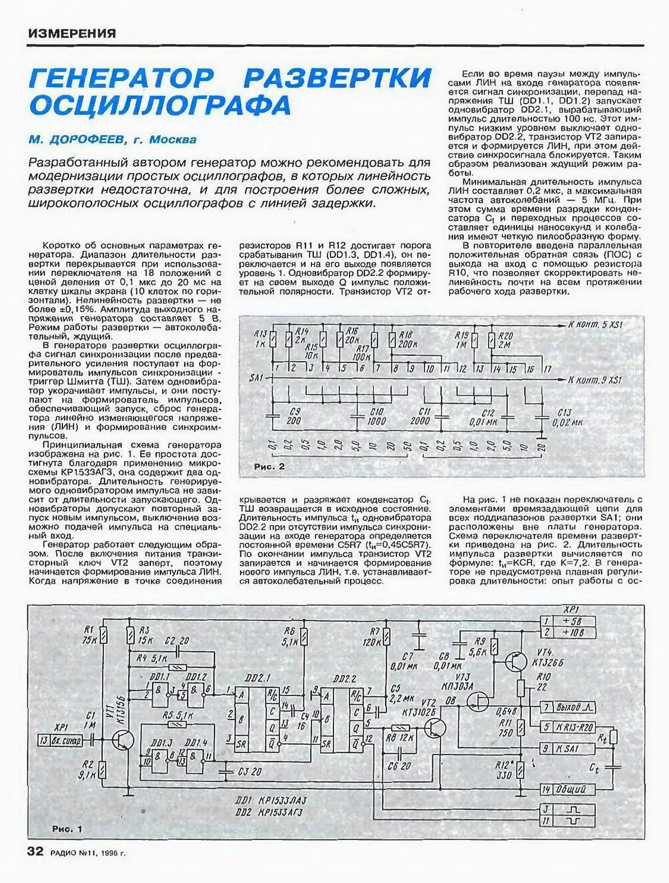 Схемы генераторов развертки осциллографов Каталог радиолюбительских схем. РАДИОЛЮБИТЕЛЬСКИЙ УНИВЕРСАЛЬНЫЙ ЭЛЕКТРОННОЛУЧЕВО