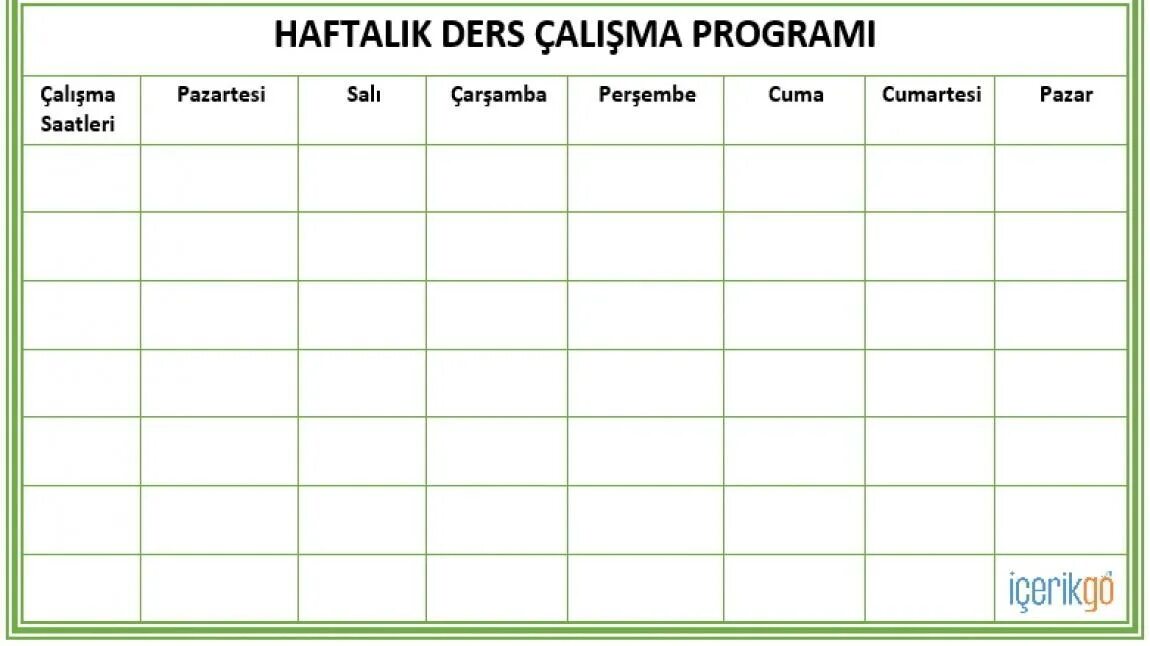 Haftalik. Haftalik Planner turkce. Program Huiye. 29deeroll.