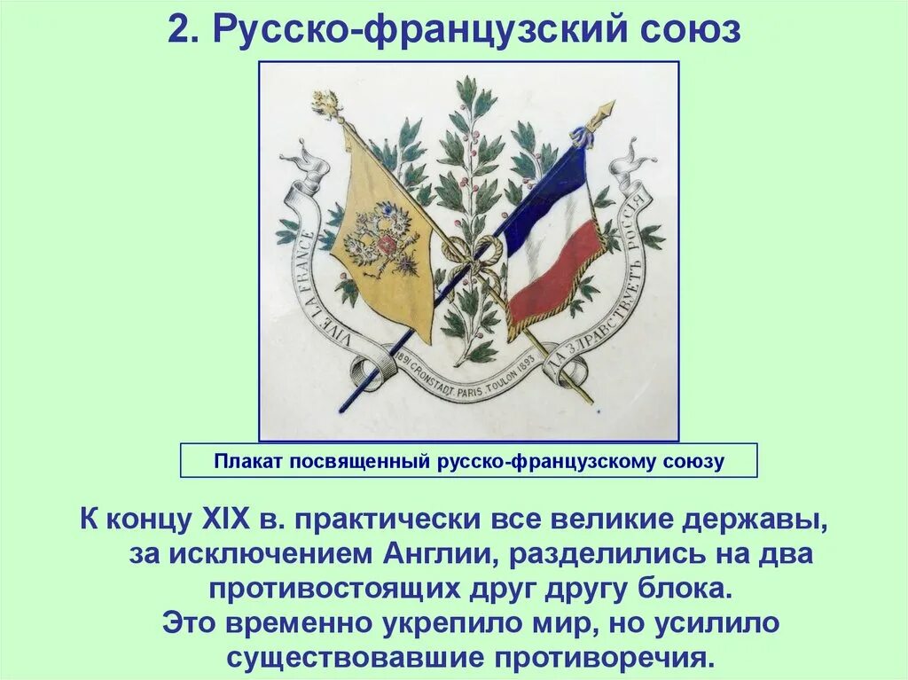 Русско-французский Союз 1894. Русско-французский Союз 1891.