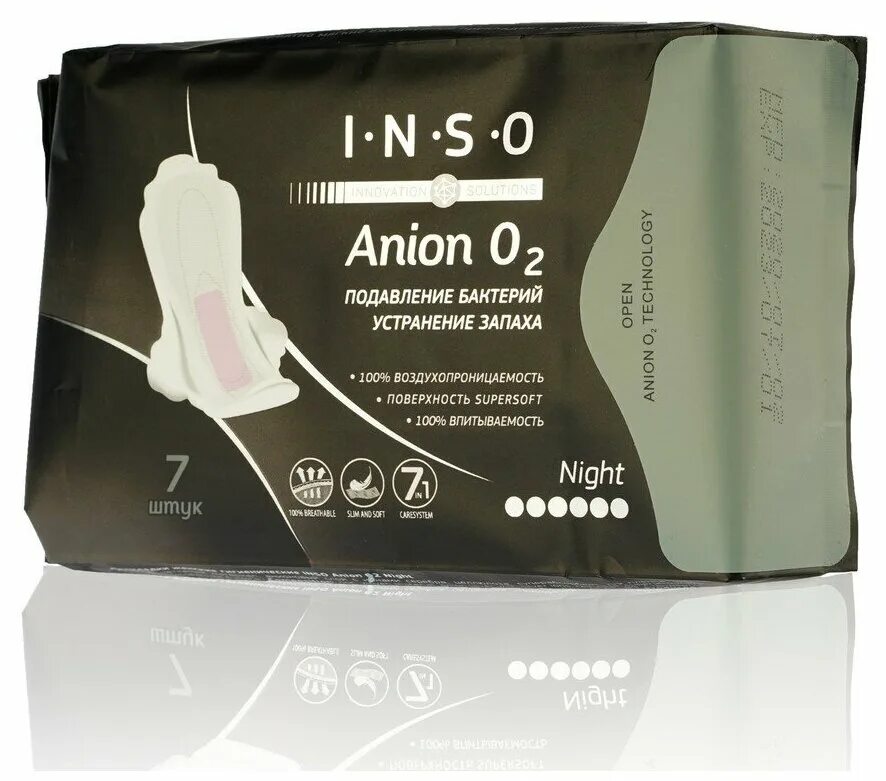 Прокладки Inso Anion. Inso прокладки Anion o2 Night. Прокладки с анионовым слоем Inso Anion o2 Night 7шт. Прокладки Inso Anion o2 normal 10 шт.