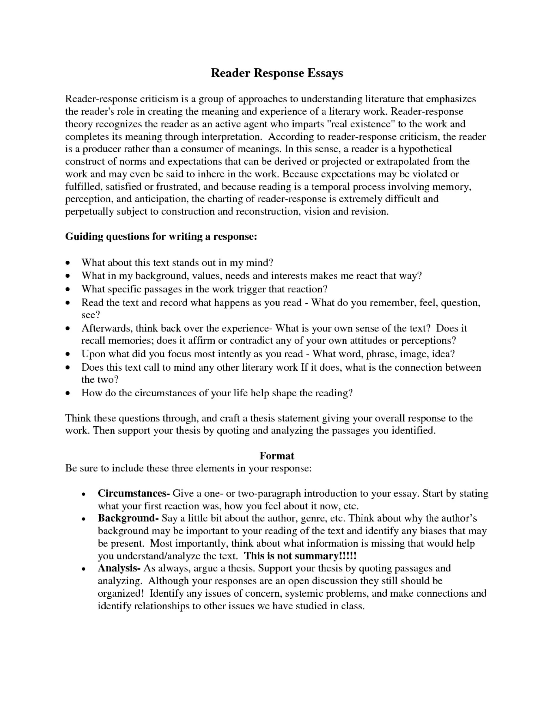 Response write. Critical responses. reader response criticism. reading response essay structure. what is reader response.