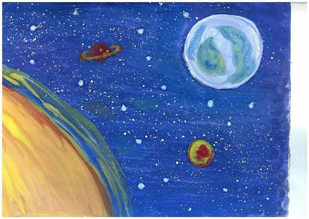 Как рисуется космос. Рисование для детей космос. Космос красками для детей. Рисунок на тему космос. Космический пейзаж для детей.