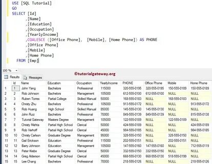 Coalesce sql