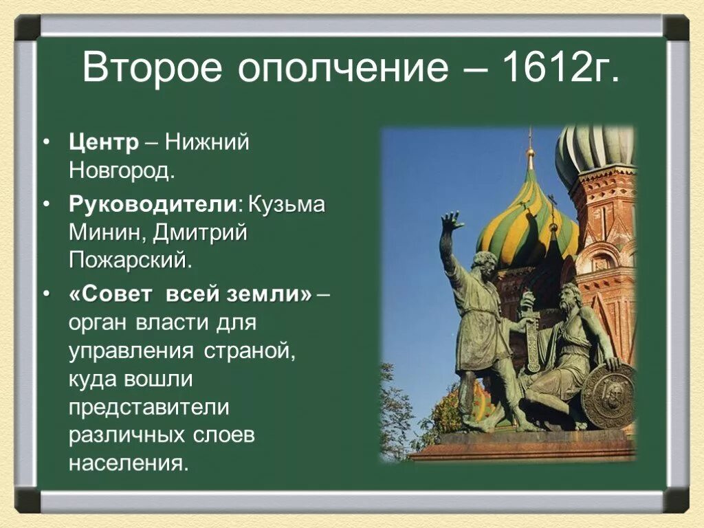 Образование совета всей земли. Руководители второго народного ополчения в 1612 г.?. Руководители второго народного ополчения в годы смуты. Второе ополчение 1611 орган управления.