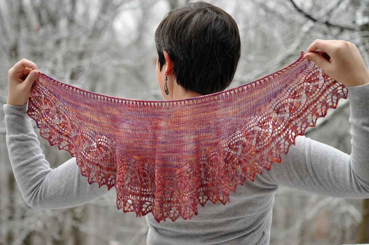 Вязка платок. Шаль фишю. Holbrook Shawl (шаль Холбрук).