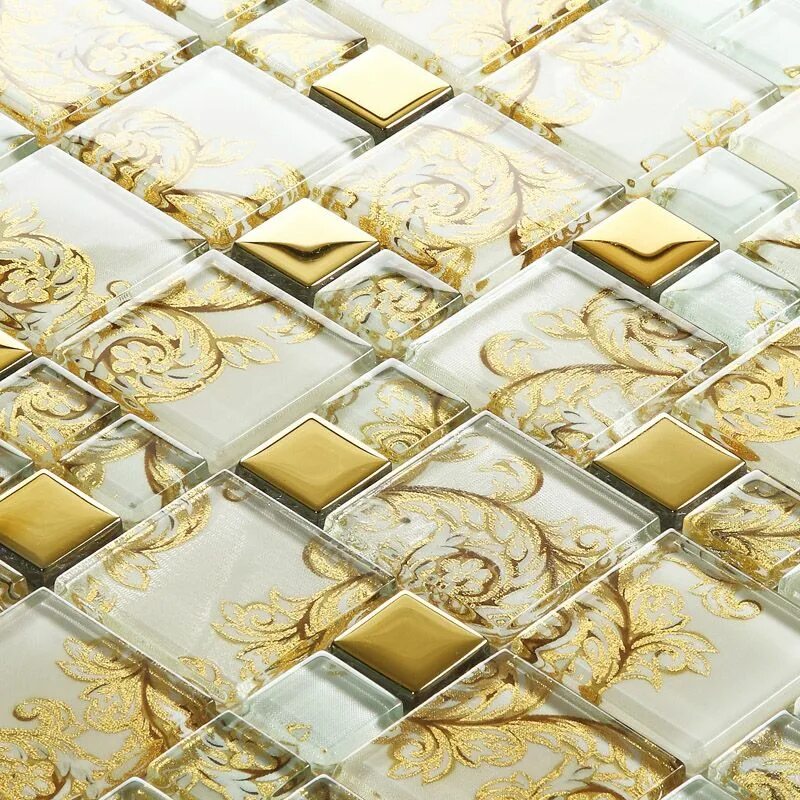 Плитка Glass Mosaic. Crystal Glass Mosaic. Crystal Mosaic Золотая. Мозаика Mirror Gold.