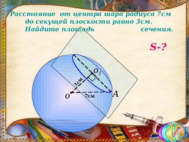 Сечение шара радиуса р. Сечение шара. секущая шара. сечение шара диаметральной плоскостью. расстояние от центра шара до секущей плоскости.