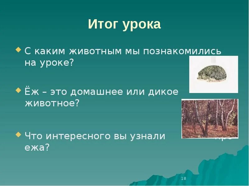 Еж это зверь потому что закончить предложение. Итог урока про диких животных.