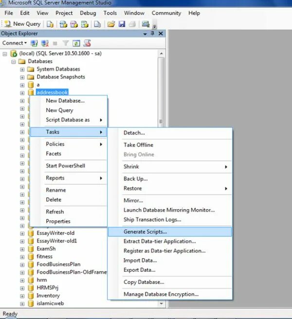 Generate database