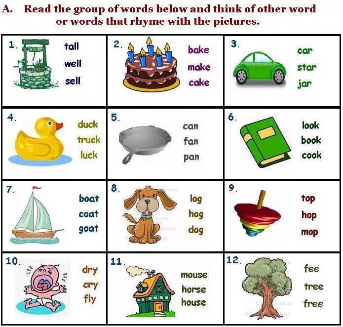 Think of a word that. Rhyming Words. Rhyming Words in English. English Words for Kids. Rhyming Words for Kids.