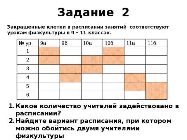 Расписание судеб подряд. Закрашенные клетки. Задание 3 закрашивание клеток. Задания на тему табличные модели. Задачи на закрашивание клеток.