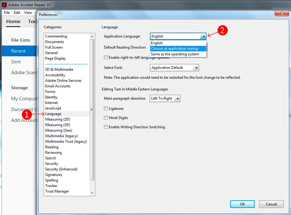 Как поменять язык в программе. Как поменять язык в адобе. Как в пдф про изменить язык. Как поменять язык в Adobe Reader.
