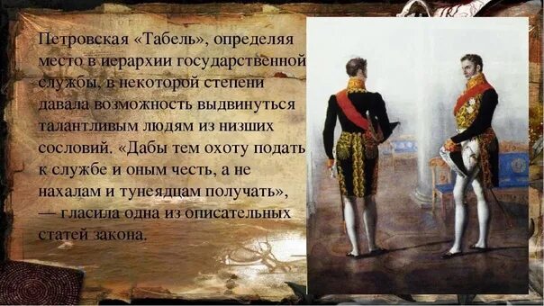 До какого чина дослужились. Табель о рангах Петра 1. Указ табель о рангах Петра 1. Табель о рангах Российской империи при Петре 1.