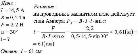 Длина проводника в однородном магнитном поле
