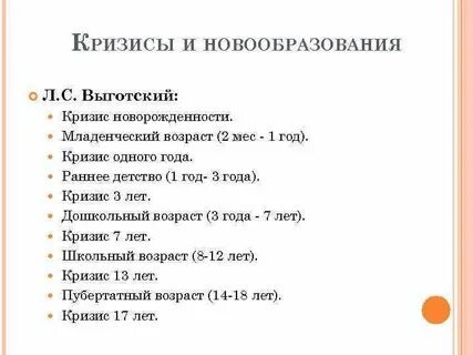 Кризисы по выготскому
