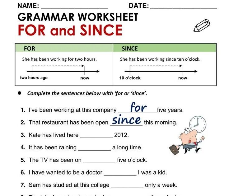 She lived with her two. Грамматика for since. Present perfect since for упражнения. For since Worksheets. Since for упражнения.