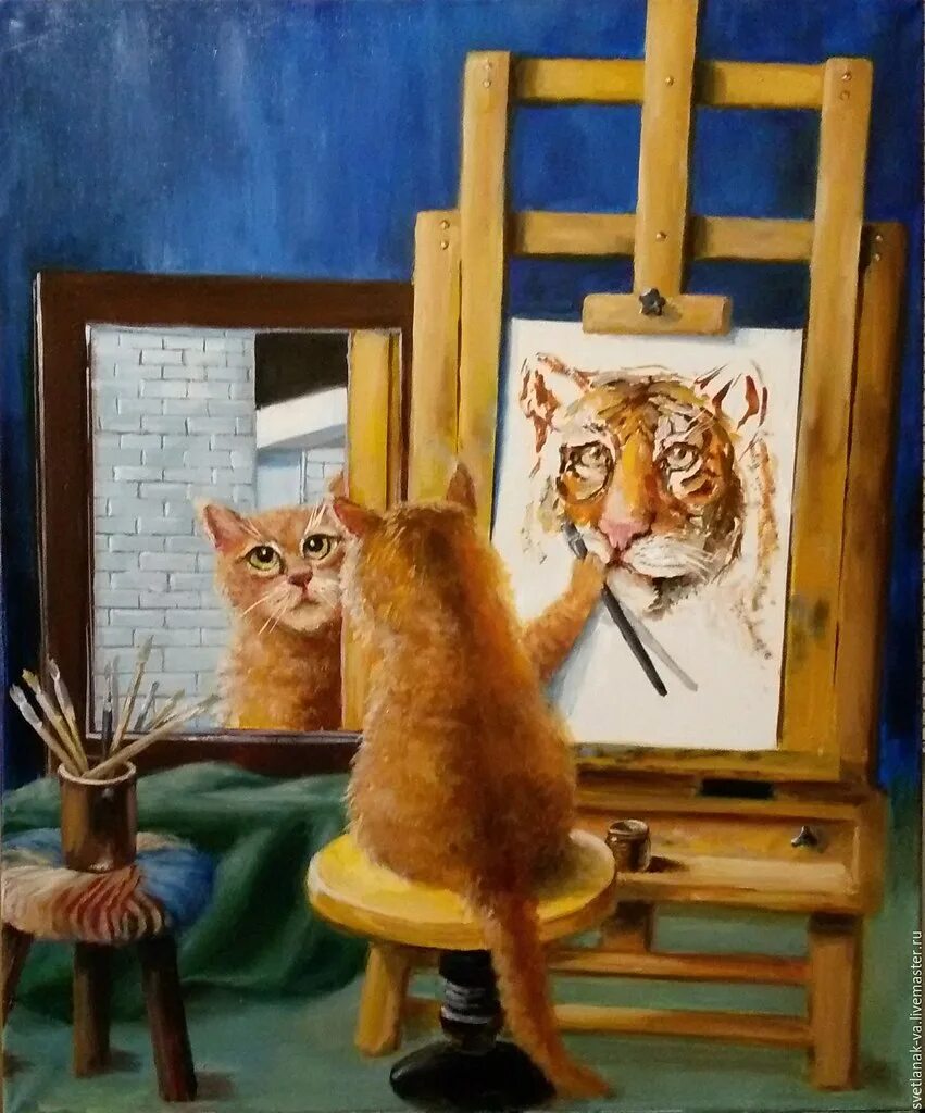 Рисунок кота художника. Коты художника. Кошки рисунки художников. Коты в живописи. Прикольные картины.