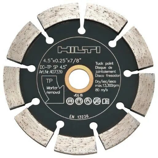 Wheel point. Hilti dia blade. bosch tuck pointing guide tg503.