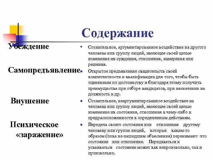 Методы убеждения людей. Психологические механизмы межличностного влияния. Способы воздействия заражение внушение убеждение подражание. Аражениевнушениеубеждениеподражание. Методы психологического влияния и заражения.