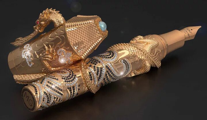 Bonhams : MONTEGRAPPA Dragon 18K Rose Gold and Black Diamonds Limited Edition Fo