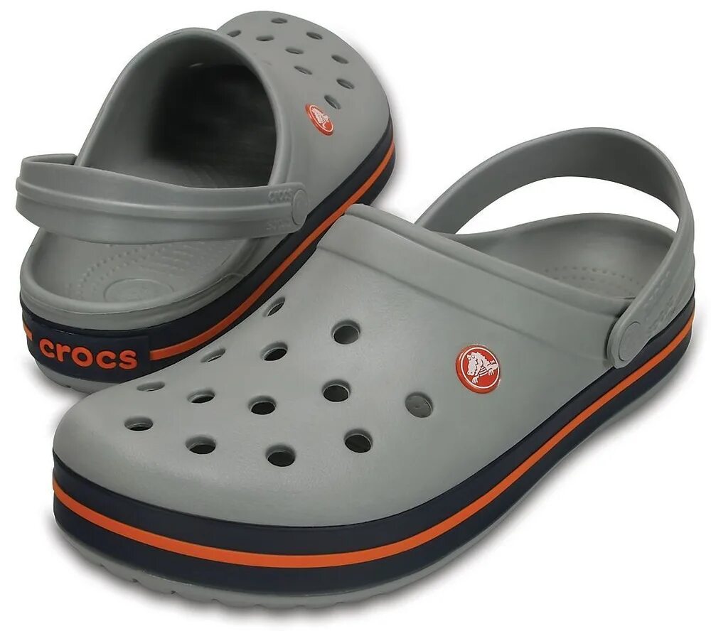 Кроксы сабо оригинал. Crocs Crocband 11016-01u. Сабо Crocs Crocband Clog Light Grey/Navy. Серые сабо Crocs Crocband. Сабо Crocs Crocband Clog.