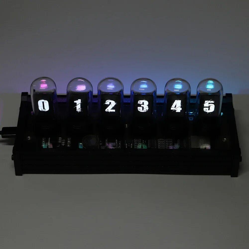 Rgb nixie clock. Pseudo-glow programmable tube digital clock led display ips screen rgb creative. часы настольные rgb. led clock display. программируемый дисплей.