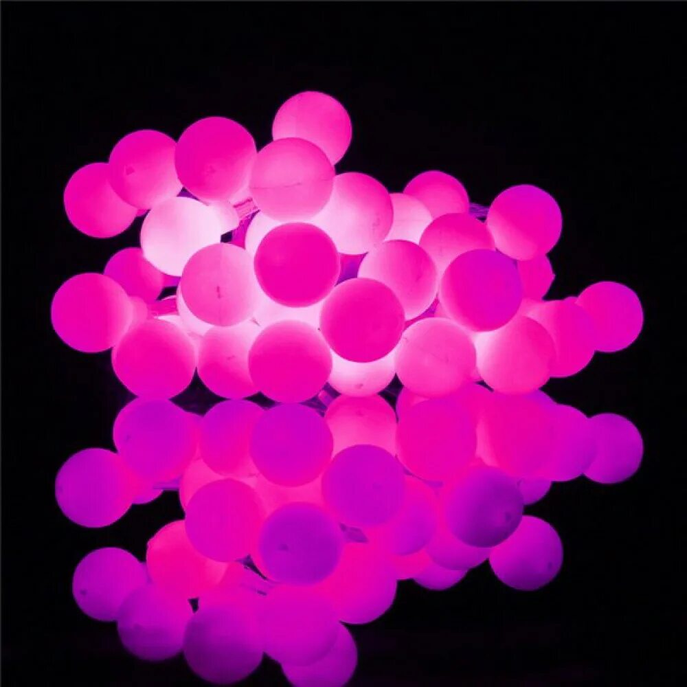 Гирлянда шары лампы. Матовые шары. Светодиодная гирлянда шарики розовая.