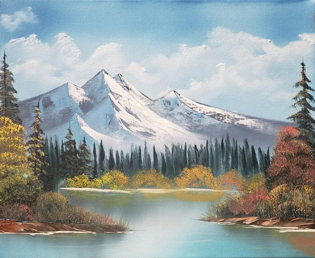 Рисунок красивого озера. Bob Ross Bob Ross. Художник Боба Росса горы. Американский художник пейзажист Боб Росс. Боб Росс горы.