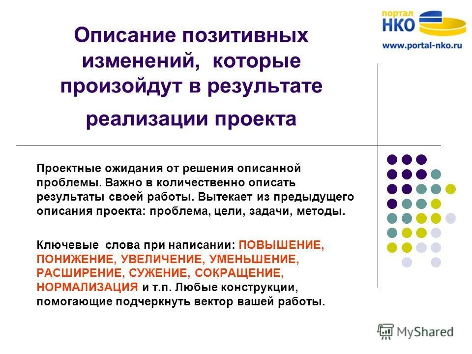Описание результата. Описания результатов образования. Предметные результаты мероприятия. Цель проекта вытекает из проблемы?. Разработка содержания проекта.