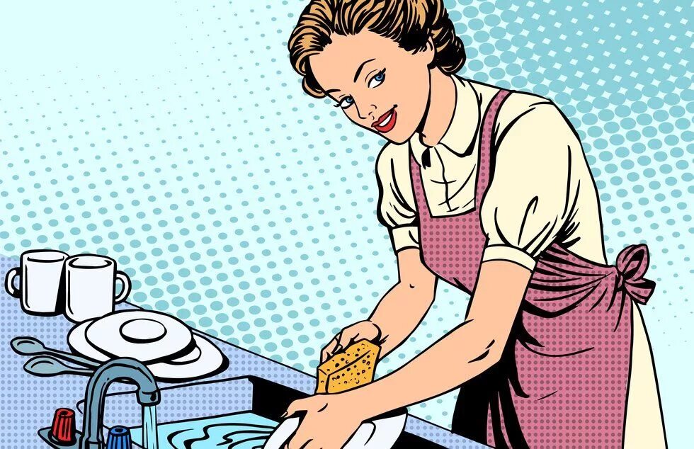 Мама моет посуду. Мойщик посуды. Женщина моет посуду. Уборка иллюстрация. Объявление посудомойщицы