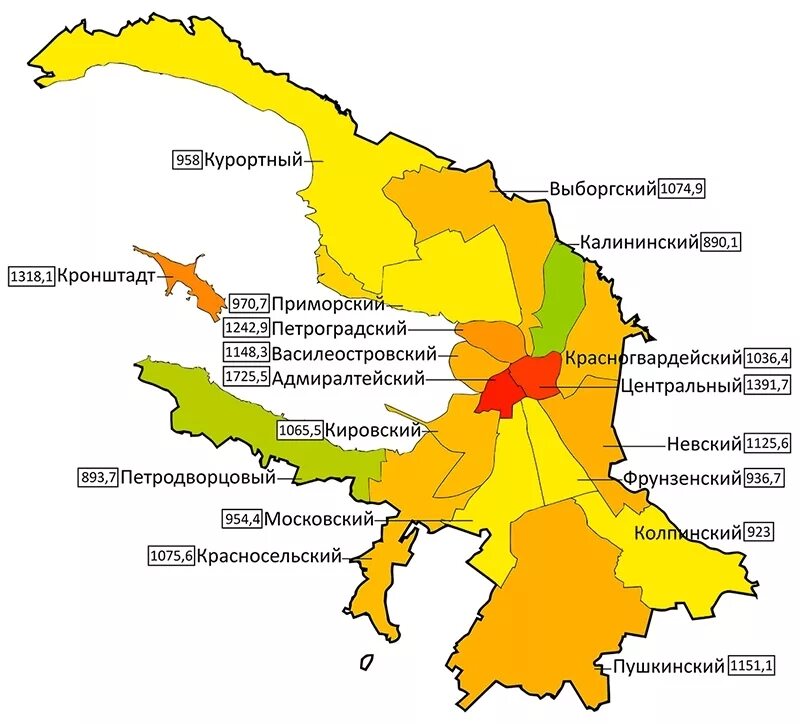 Районы СПБ на карте. Карта Санкт-Петербурга с районами города. Санкт Петербург деление по районам. Административные районы СПБ на карте.