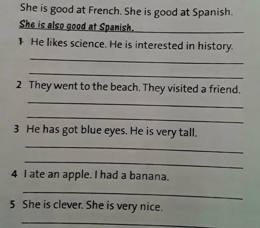 Rewrite the second sentence. Rewrite the sentences. second sentence. rewrite the sentences with apostrophes.