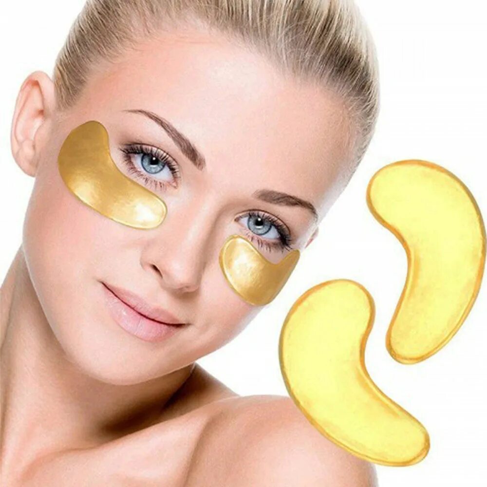 Патчи для глаз польза. 24k gold collagen eye mask. лицо девушки с золотыми патчами. патчи для глаз франция. девушка с золотыми патчами для глаз.