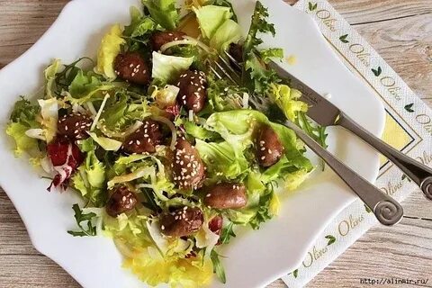 Салат сердцеедка с куриными сердечками