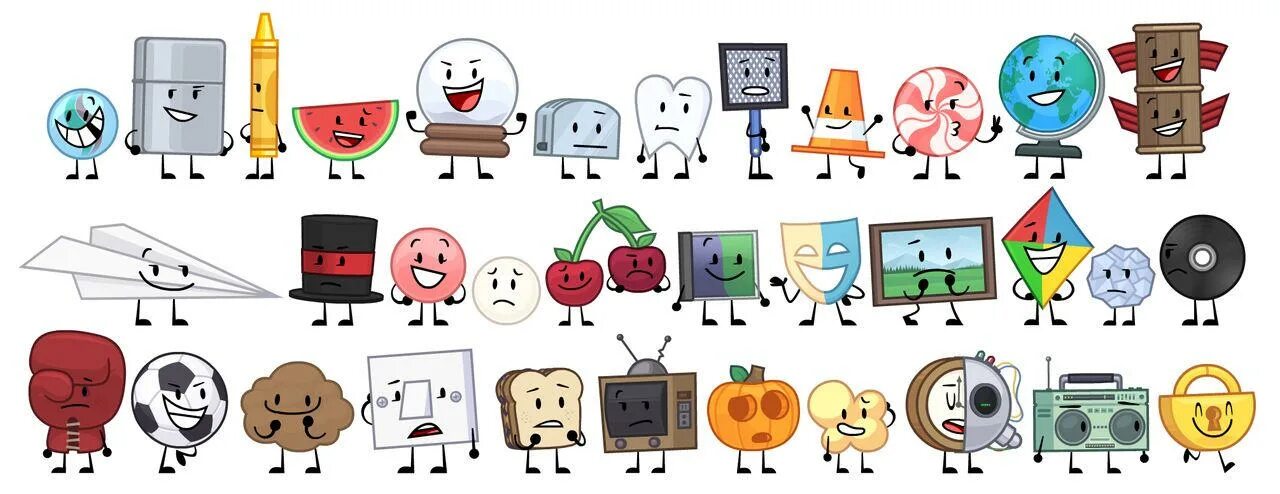 Object characters. Object overload. обджекты bfdi. object show. предметы для обджект шоу.