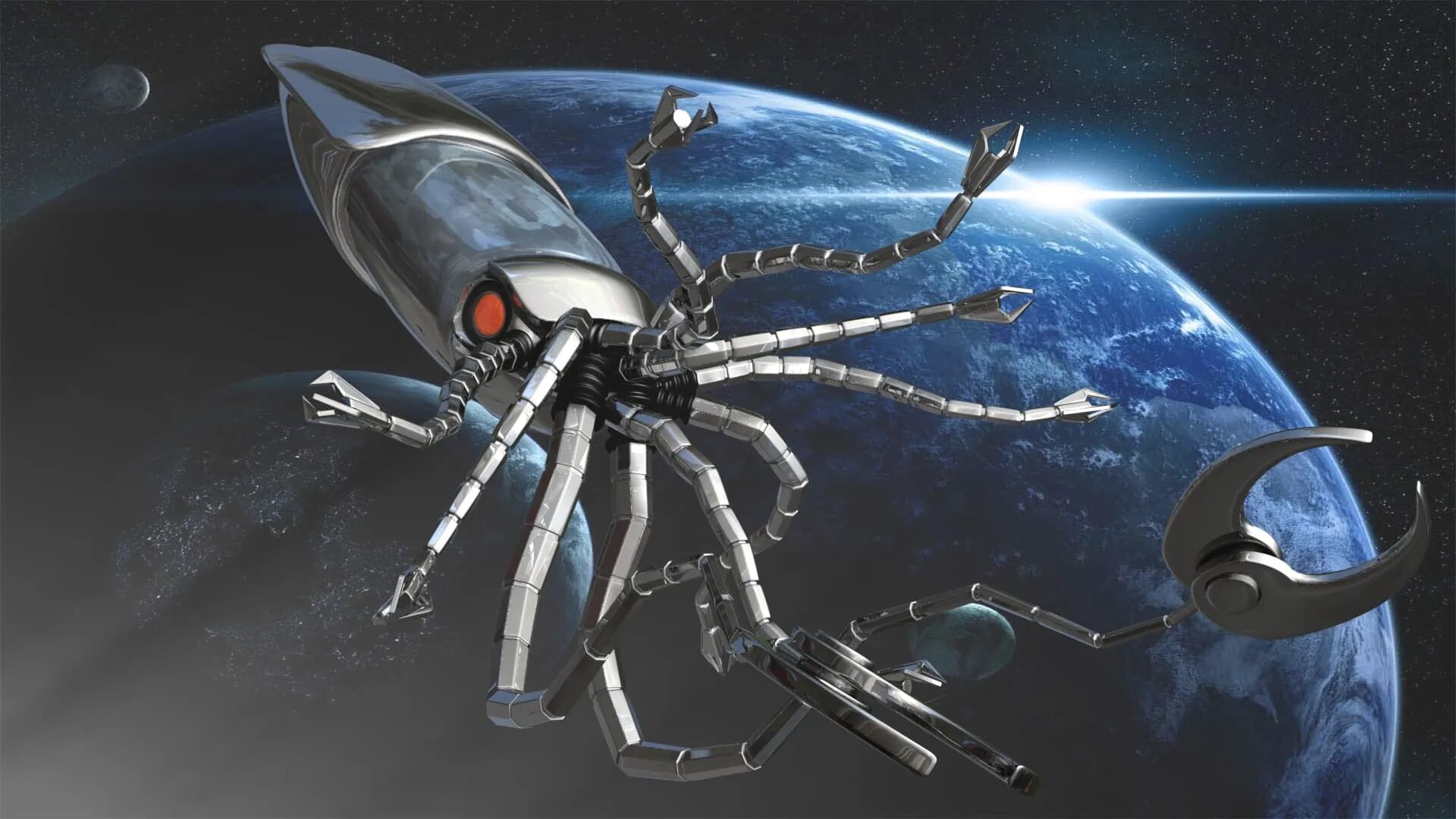 Огромный паук в космосе. Робот корабль. Космические роботы. Робот на космическом корабле.