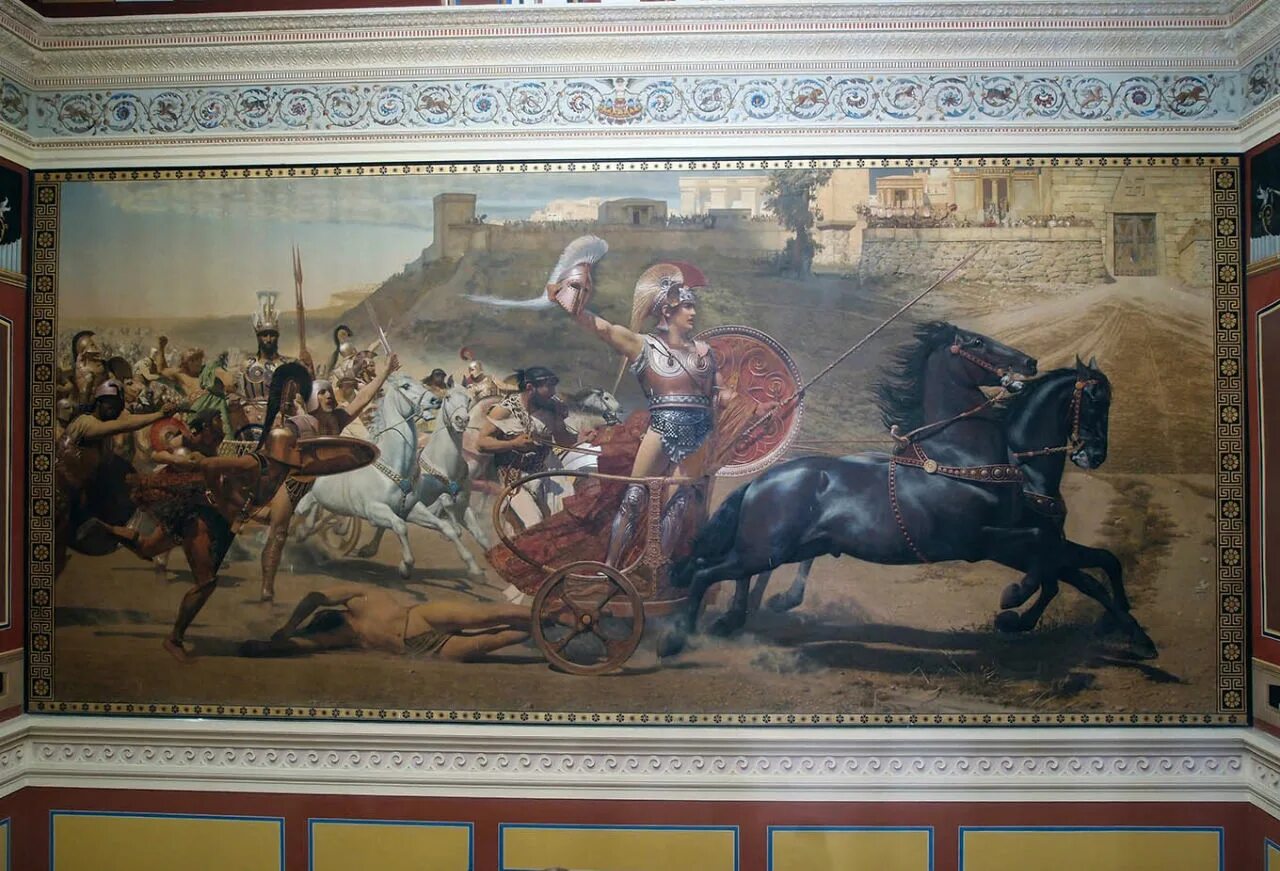 Ахиллес привязал Гектора к колеснице. Триумф Ахиллеса картина. Ахиллес Илиада. Троя нападение