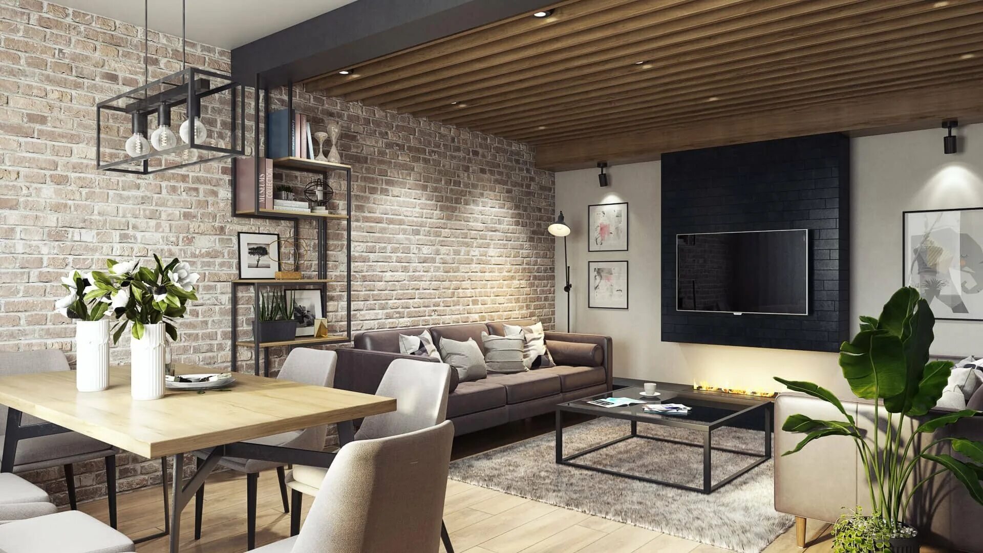 Обои кирпич сочетания. Loft Interior Design кирпич. Гостиная лофт. Гостинначлофтъ. Интерьер гостиной в стиле лофт.