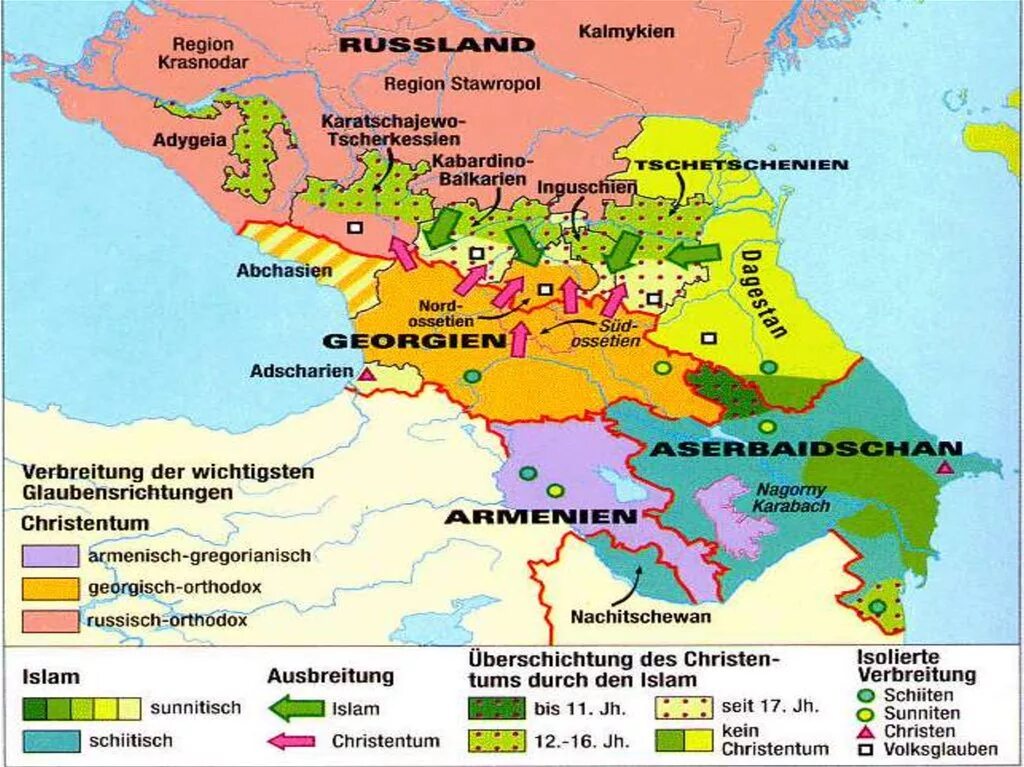 Северный кавказ что входит. Карта Северного Кавказа с границами республик. Карта Северного Кавказа и Закавказья. Политическая карта республик Северного Кавказа. Карта религий Кавказа.