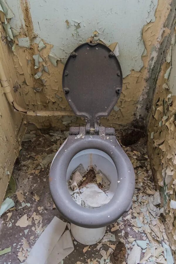 Туалет бомжа. Гргрязный старый унитаз.