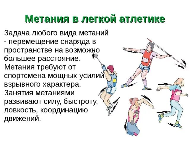 Виды спортивного метания. Название метательных снарядов по легкой атлетике. Метания в легкой атлетике кратко. Метательные упражнения в легкой атлетике. Легкая атлетика метание доклад.