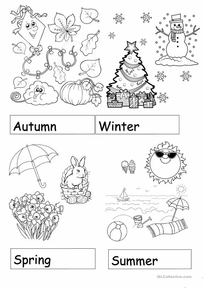 Seasons for Kids задания. Seasons раскраска. Времена года Worksheets. Времена года на английском раскраска. Seasons activities