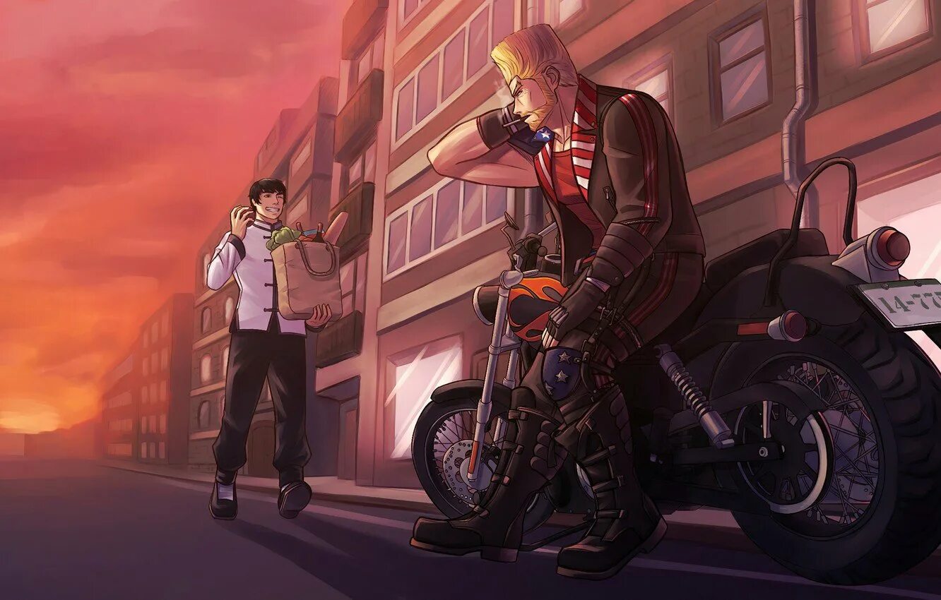 Tekken 7 арт. Мотоцикл арт. Мужчина на мотоцикле арт.