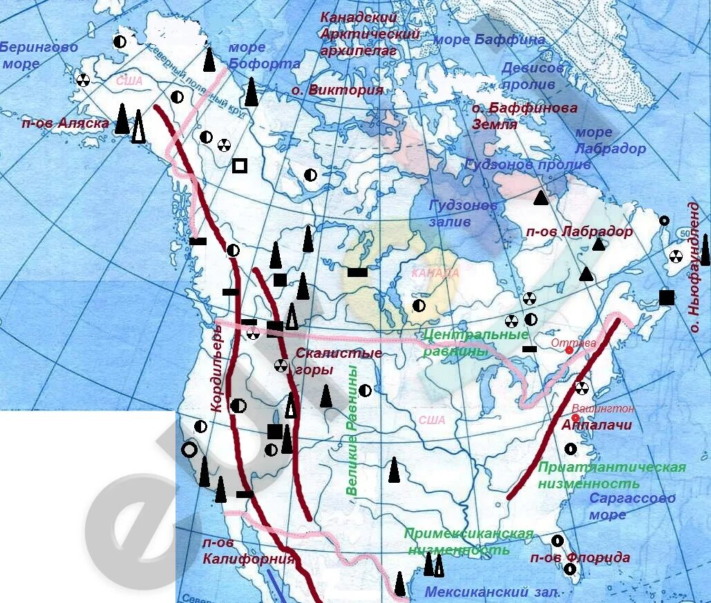 Северная америка англо саксонская. Карта полезных ископаемых Северной Америки 7 класс. Карта Северной Америки месторождения полезных ископаемых. Полезные ископаемые Северной Америки на карте. Полезные ископаемые США на карте.