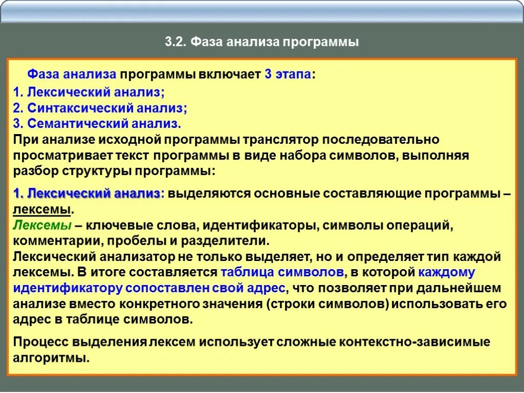 Как анализировать программы. Этапы лексического анализа. Лексический анализ программирование. Лексический и синтаксический анализ. Анализ текста исходной программы.