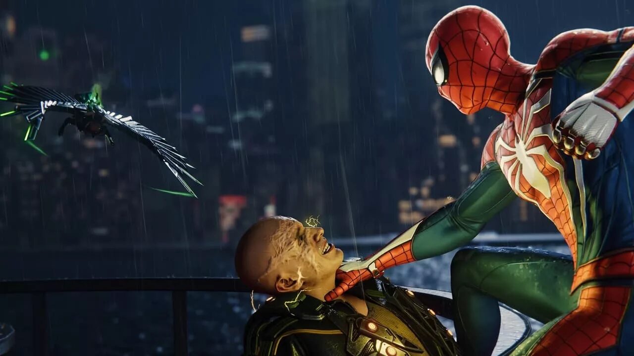 Marvel's Spider-man ps4 электро. Человек паук ps4 электро и Стервятник. Стервятник человек паук 4. Игра Spider man 2018 Стервятник.