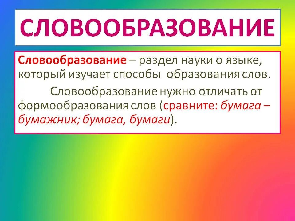 Основные образование слов в русском языке. Словообразование. Словобразованиев русском языке. Словообразование в русском языке. Что изучает словообразование.